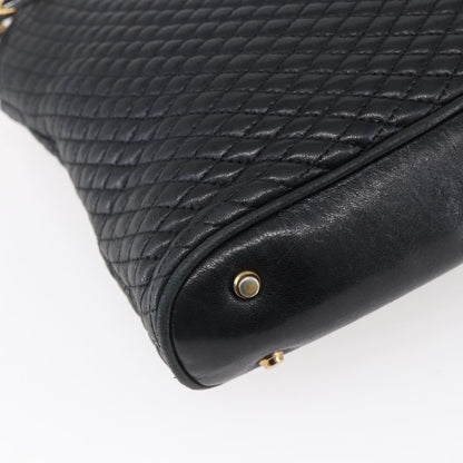 Bally Vintage Chain Shoulder Bag Quilted Leather, BLACK, LEATHER, Shoulder bag