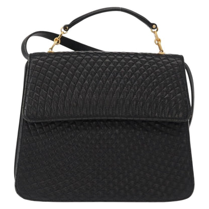 Bally Vintage Handbag Quilted Leather, BLACK, LEATHER, Handbag