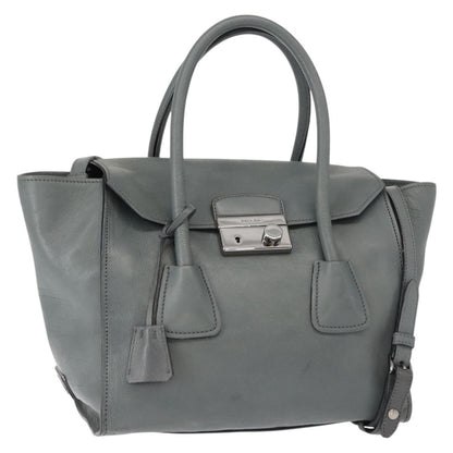 Prada Twin Pocket Lock Flap Tote Glace Calf, GRAY, LEATHER, Tote bag