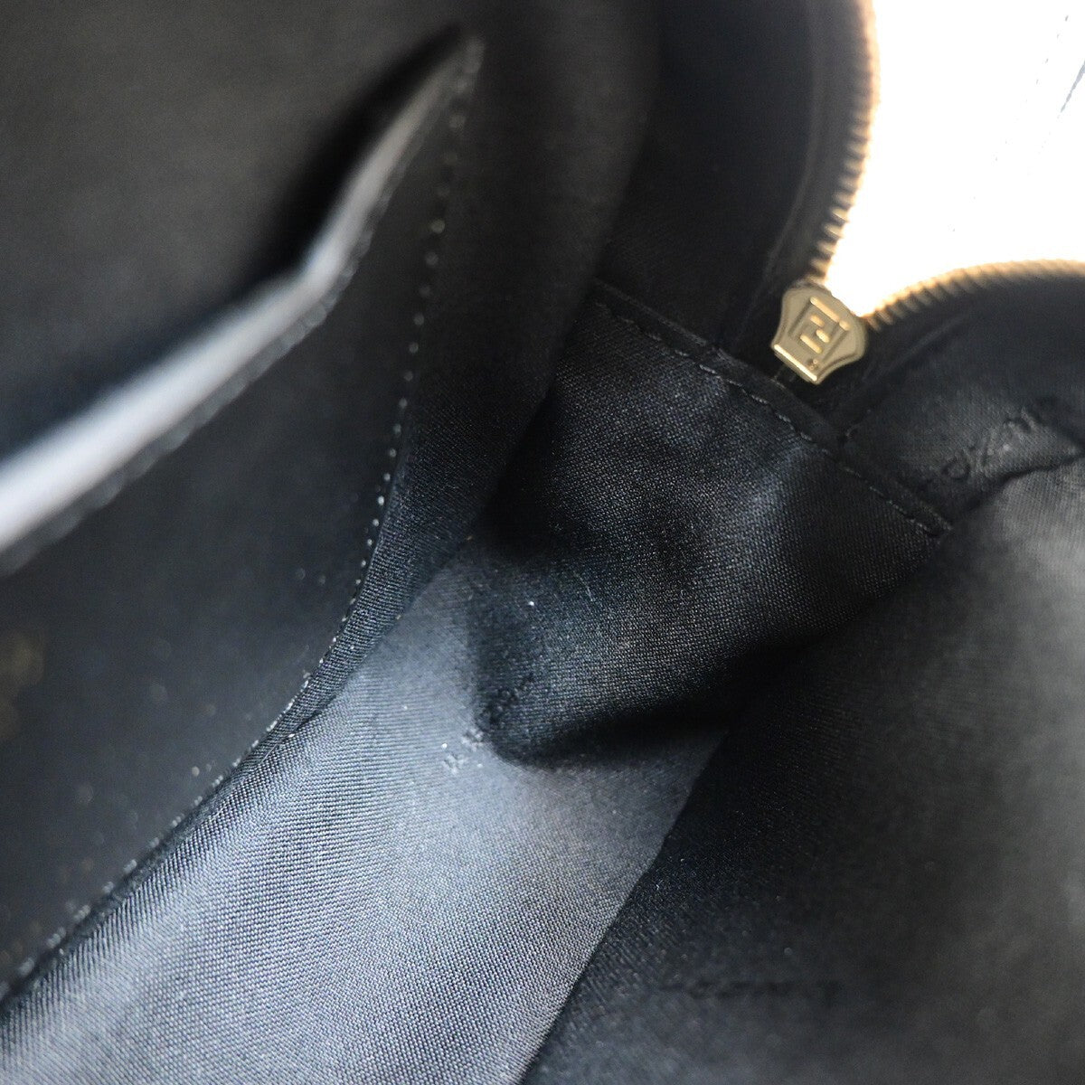 Fendi Camera Bag Zucca Embossed Leather, Black, Leather, Handbag