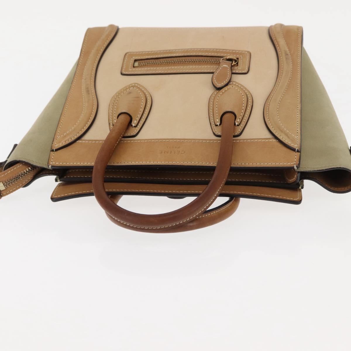 Celine Tricolor Luggage Bag Leather, BEIGE, LEATHER, Handbag