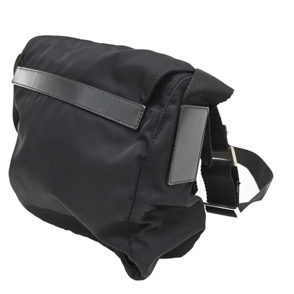 Prada Buckle Messenger Bag Tessuto, BLACK, NYLON, Shoulder bag