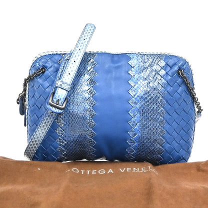 Bottega Veneta Intrecciato Shoulder bag Leather, Blue, Leather, Handbag