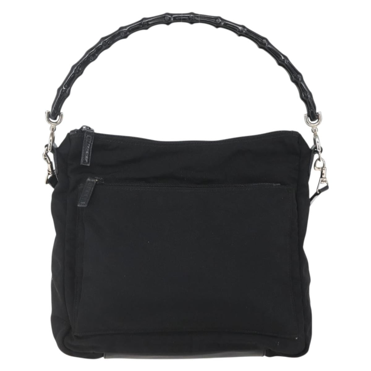 Gucci Vintage Bamboo Shoulder Bag Nylon, BLACK, NYLON, Shoulder bag