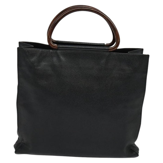 Chanel Vintage Wooden Ring Tote Caviar, BLACK, LEATHER, Tote bag