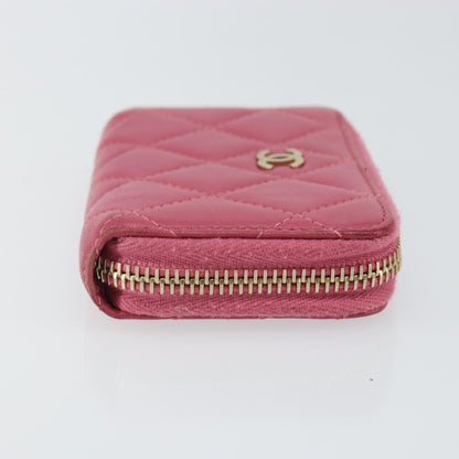 Chanel So Black CC Zip Coin Purse Quilted Lambskin, PINK, LEATHER, Wallets