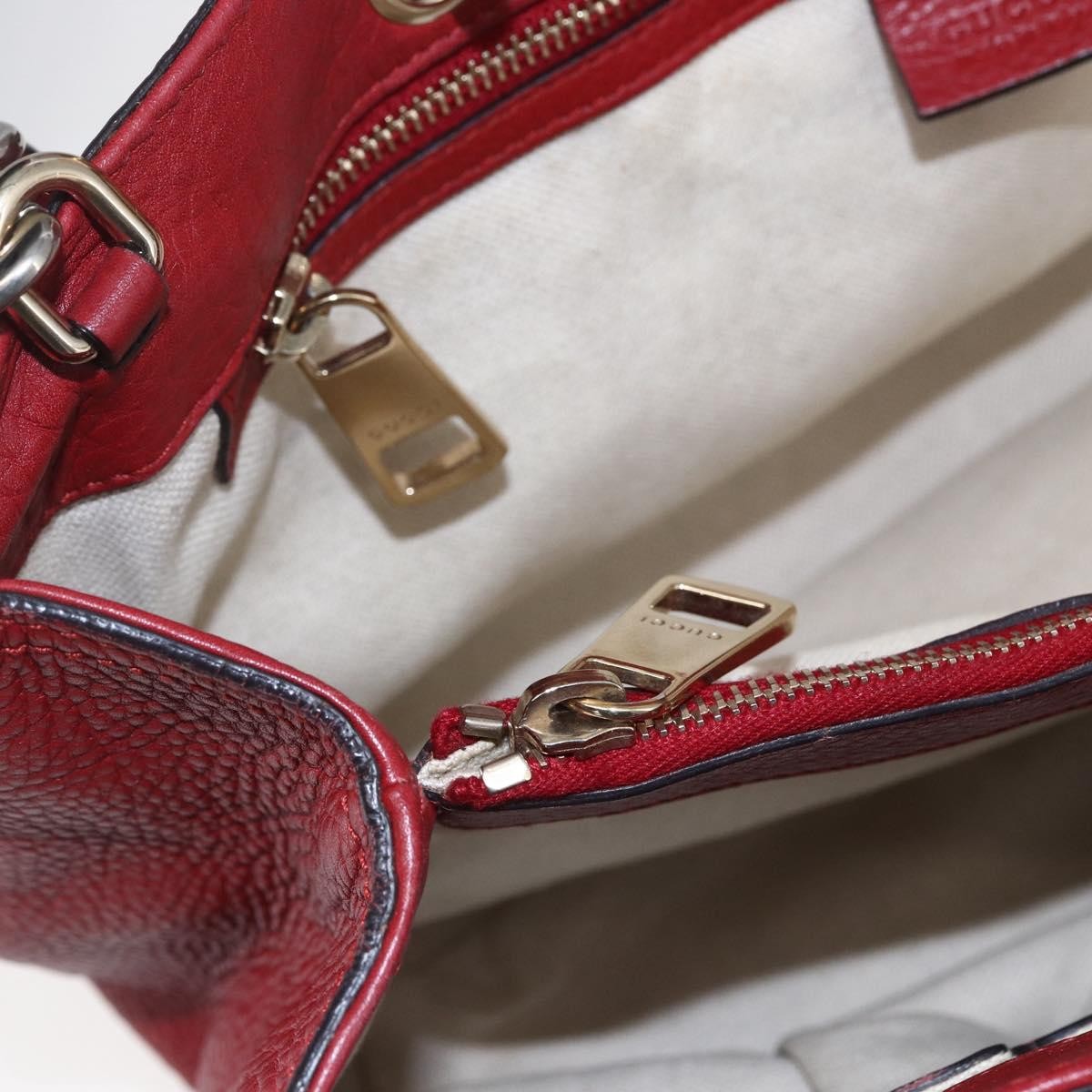 Gucci Bamboo Shopper Tote Leather, RED, LEATHER, Tote bag