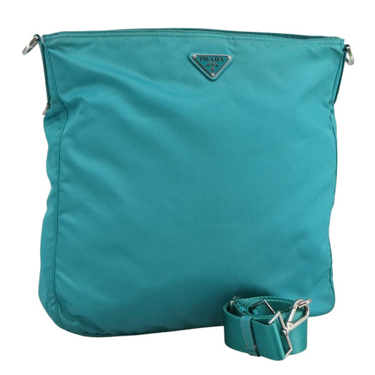 Prada Zip Top Messenger Bag Tessuto, TURQUOISE, NYLON, Shoulder bag