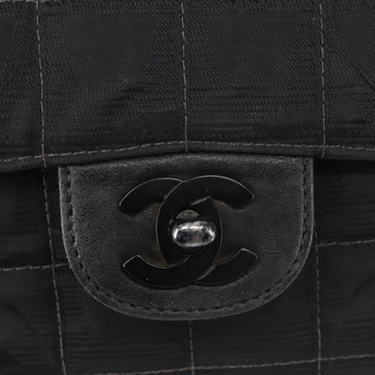 Chanel Travel Line Flap Bag Nylon, BLACK, NYLON, Travel bag