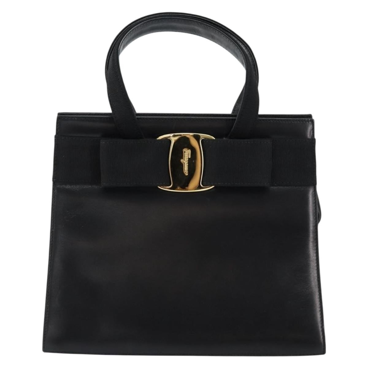 Salvatore Ferragamo Convertible Vara Bow Tote Leather, BLACK, LEATHER, Handbag