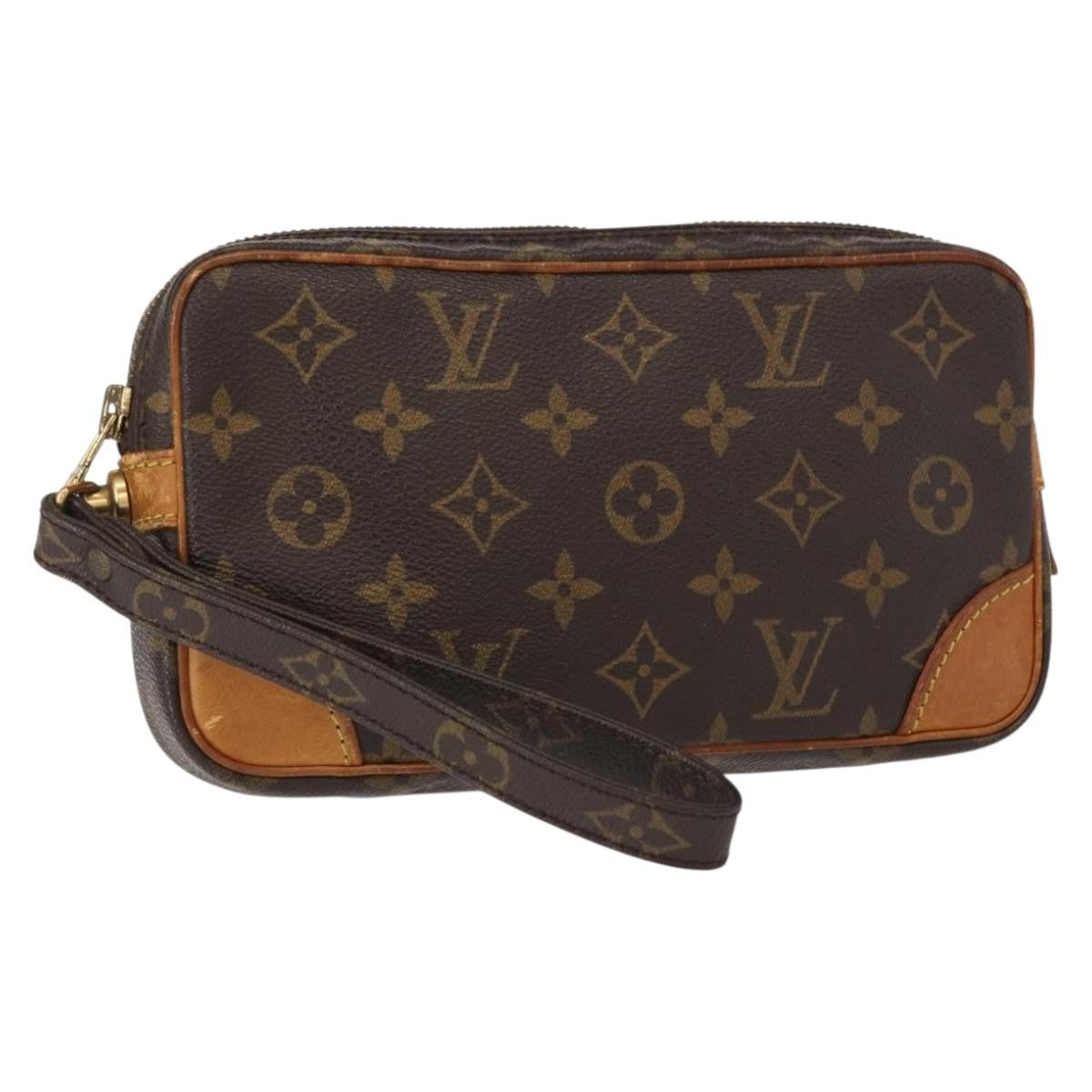 Louis Vuitton Marly Dragonne Clutch Monogram Canvas, BROWN, CANVAS, Clutche & pouche