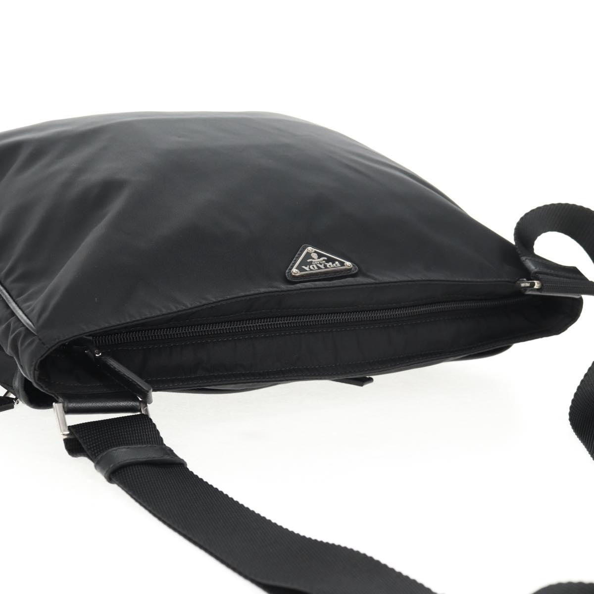 Prada Zip Messenger Quilted Tessuto, BLACK, NYLON, Shoulder bag