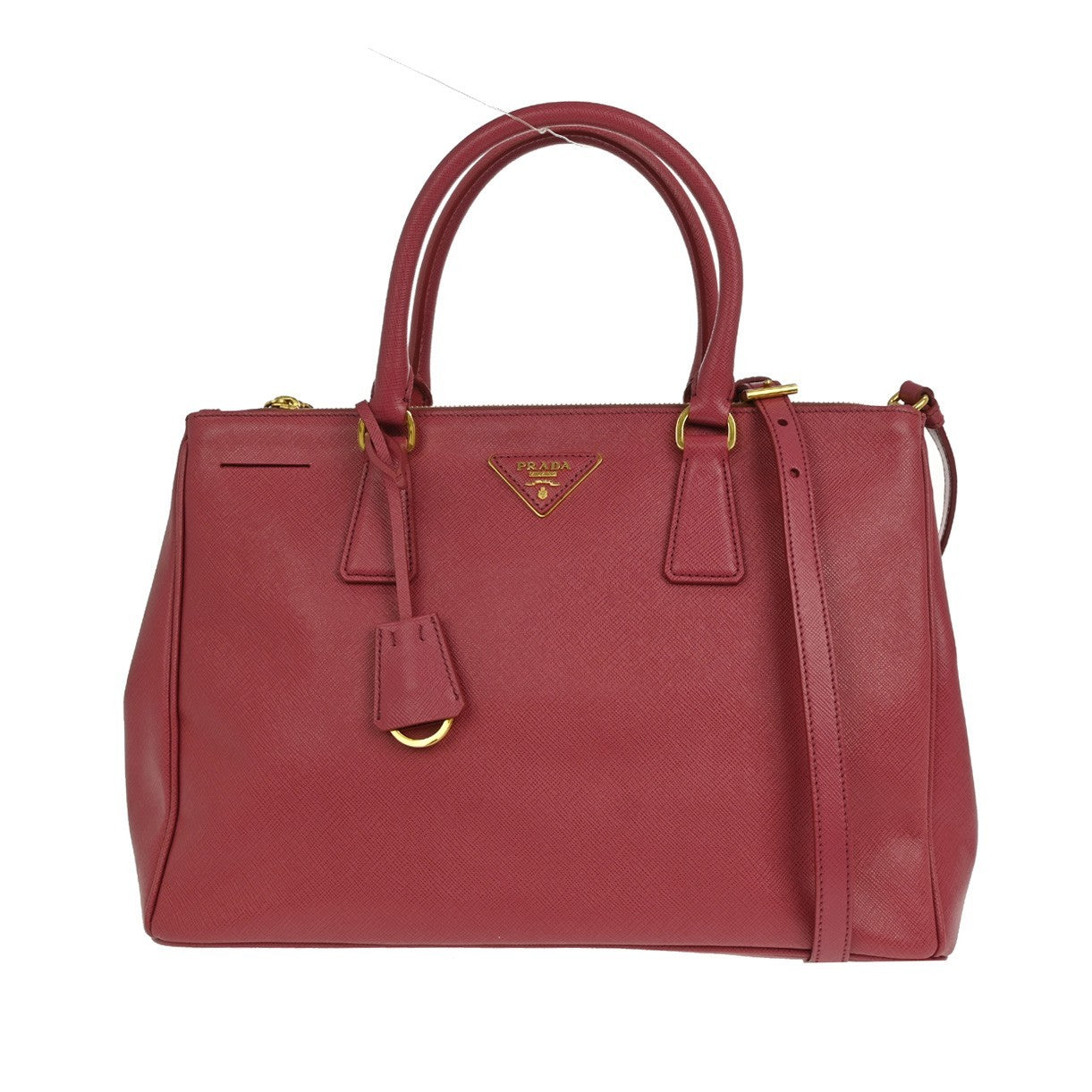 Prada Double Zip Lux Tote Saffiano Leather, PINK, LEATHER, Handbag