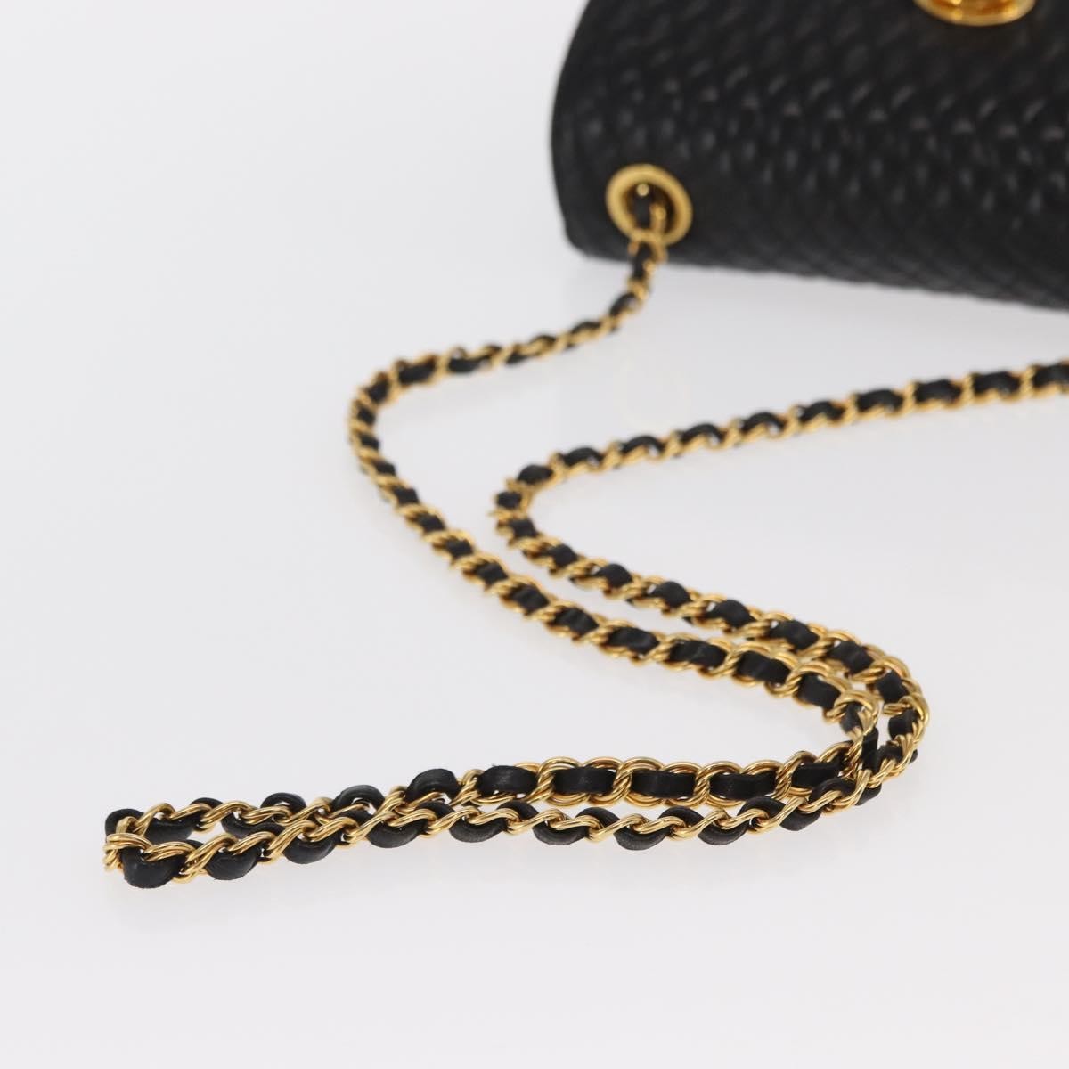 Bally Vintage Chain Shoulder Bag Quilted Leather, BLACK, LEATHER, Shoulder bag