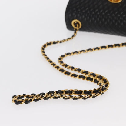 Bally Vintage Chain Shoulder Bag Quilted Leather, BLACK, LEATHER, Shoulder bag