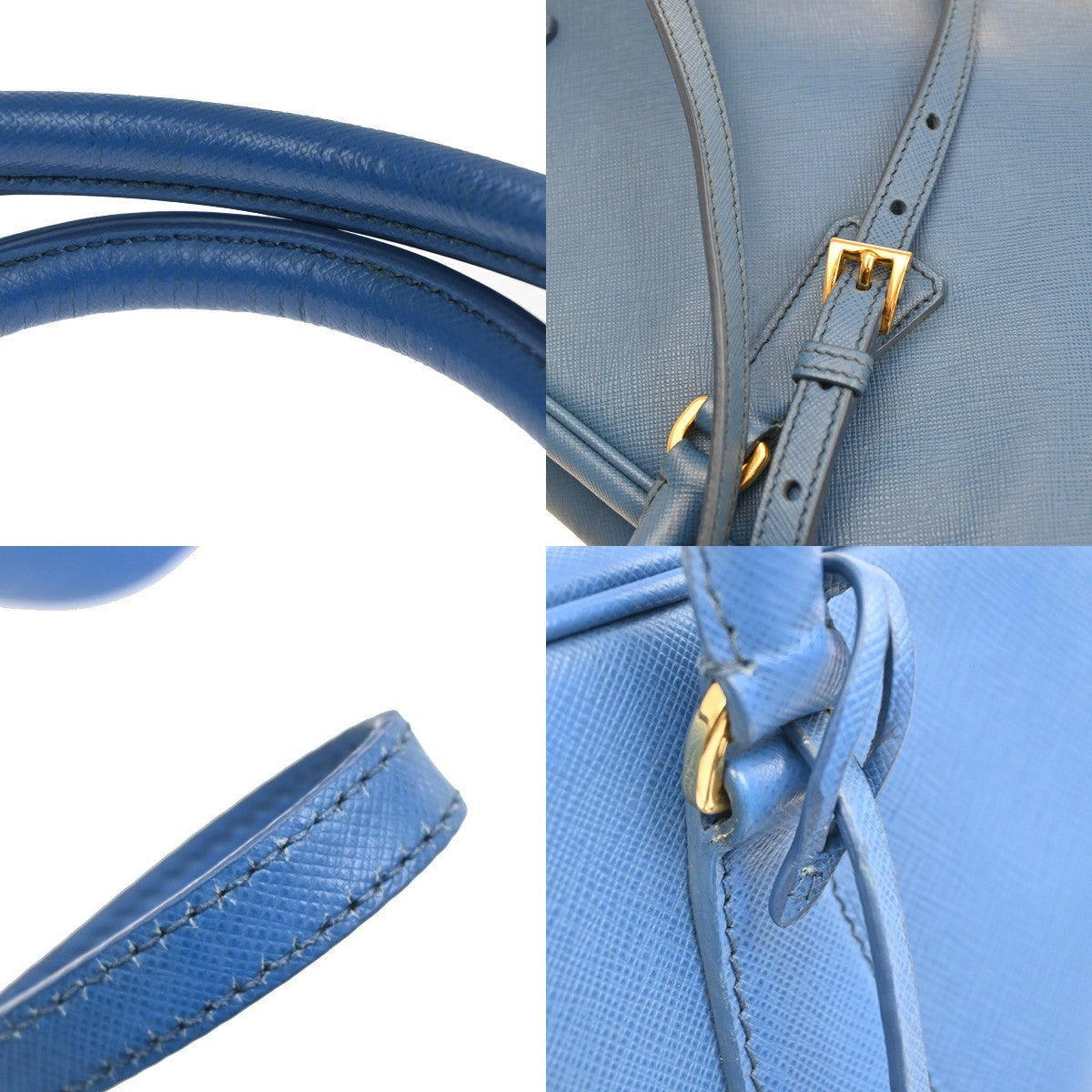 Prada Bauletto Bag Saffiano Leather, BLUE, LEATHER, Handbag