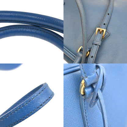 Prada Bauletto Bag Saffiano Leather, BLUE, LEATHER, Handbag
