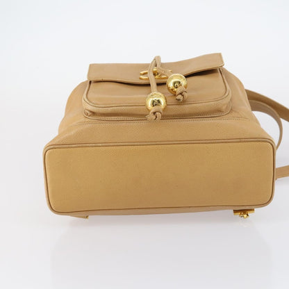 Chanel CC Front Pocket Backpack Leather, BEIGE, LEATHER, Backpack