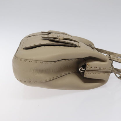 Fendi Selleria Tote Leather, BEIGE, LEATHER, Tote bag