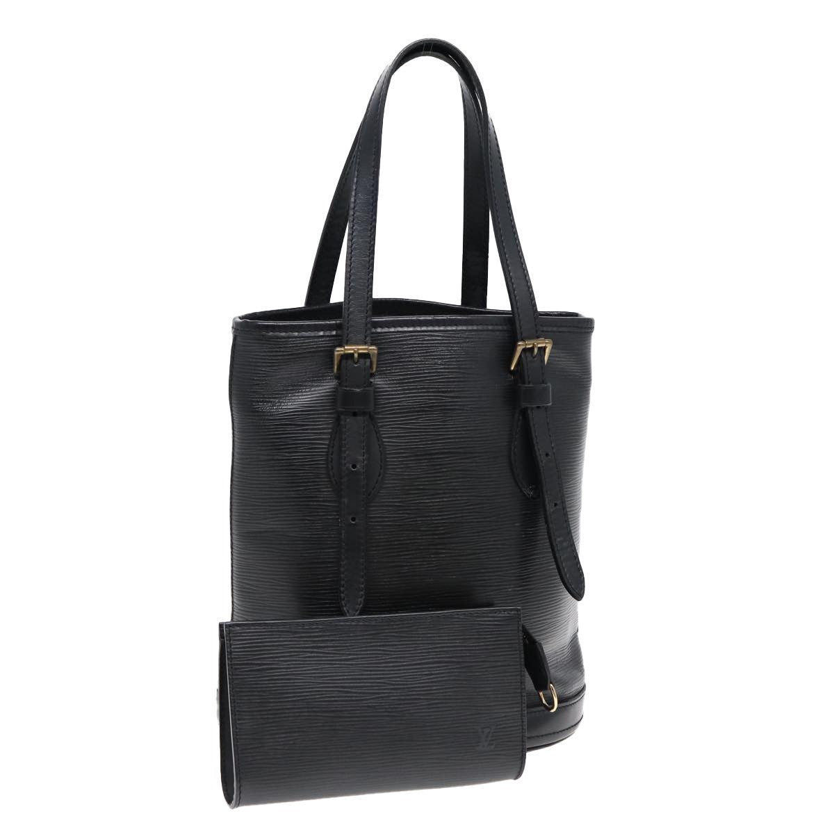 Louis Vuitton Petit Bucket Bag Epi Leather, BLACK, LEATHER, Tote bag