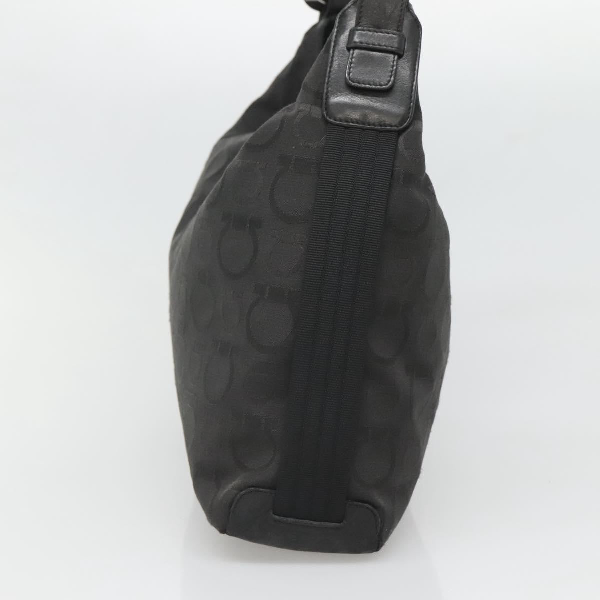 Salvatore Ferragamo Gancini Shoulder Bag Canvas, BLACK, CANVAS, Shoulder bag