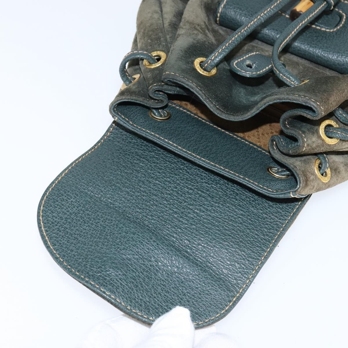 Gucci Vintage Bamboo Backpack Suede, KHAKI, SUEDE, Backpack