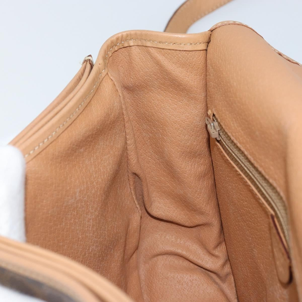 Celine Vintage Macadam Shoulder Bag Canvas and Leather, Brown, Canvas, Shoulder Bag