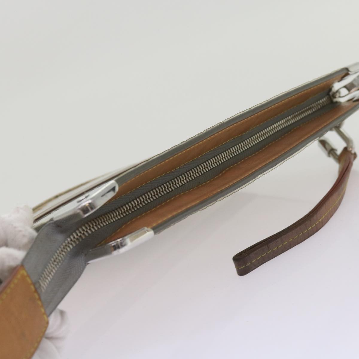 Louis Vuitton Trunk Pouch Monogram Mirror Coated Canvas, SILVER, CANVAS, Clutche & pouche