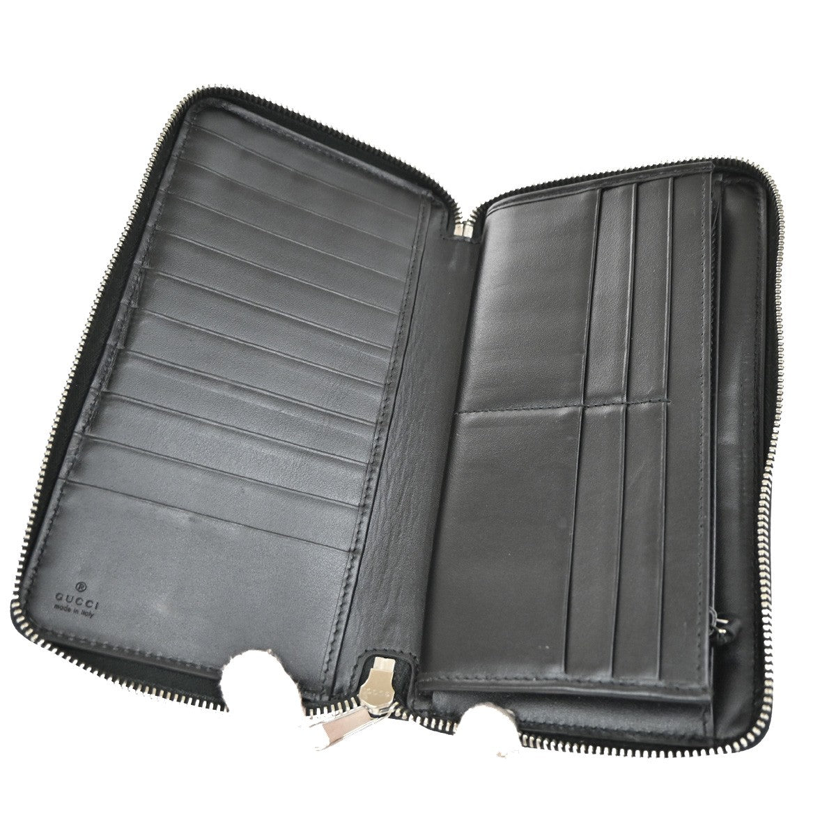 Gucci Signature Zip Around Wallet Guccissima Leather, BLACK, LEATHER, Wallets