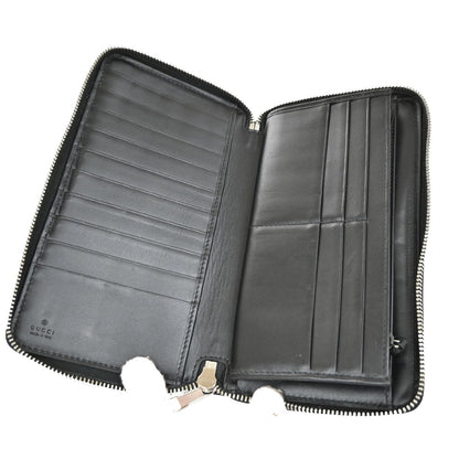 Gucci Signature Zip Around Wallet Guccissima Leather, BLACK, LEATHER, Wallets