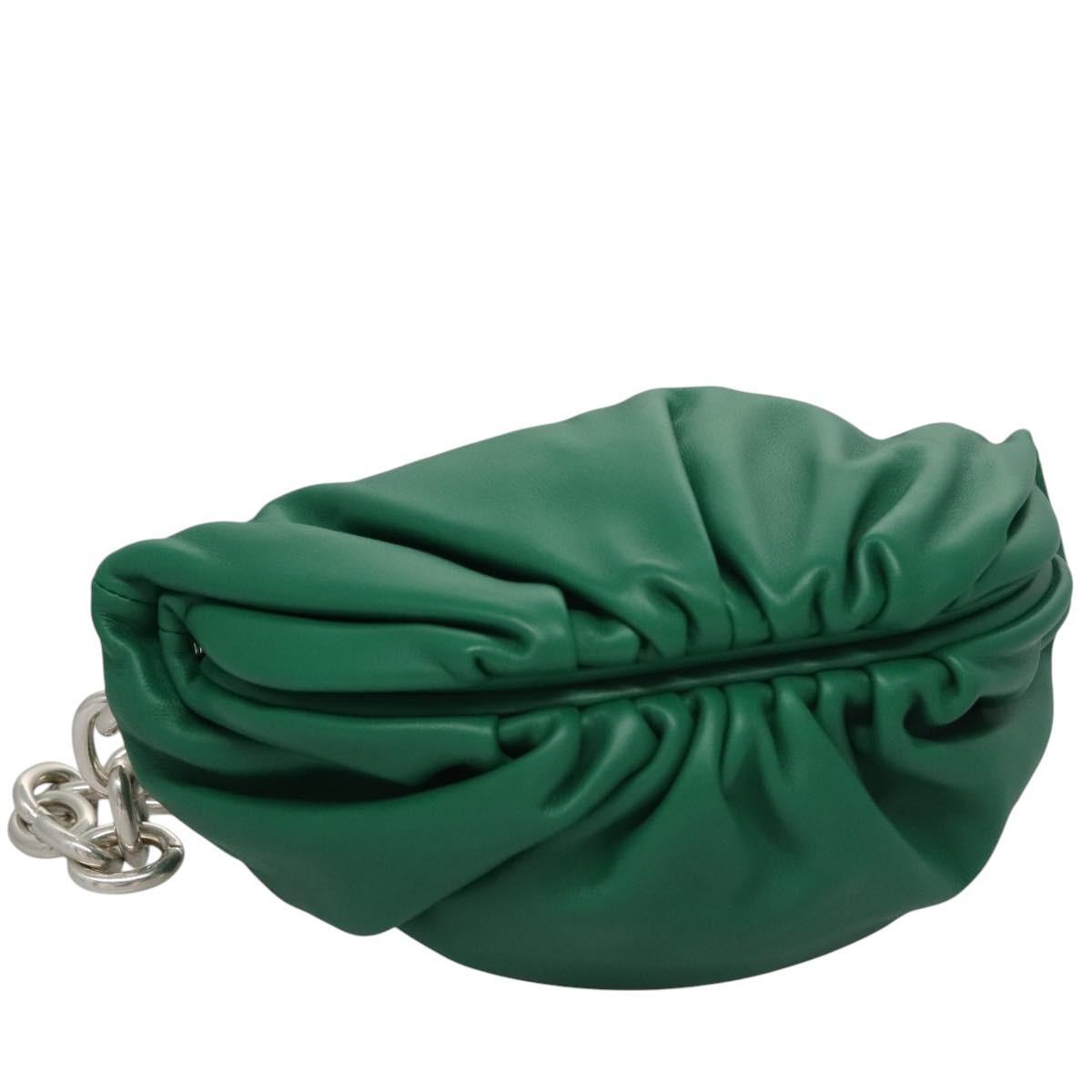Bottega Veneta The Chain Pouch Leather, GREEN, LEATHER, Clutche & pouche