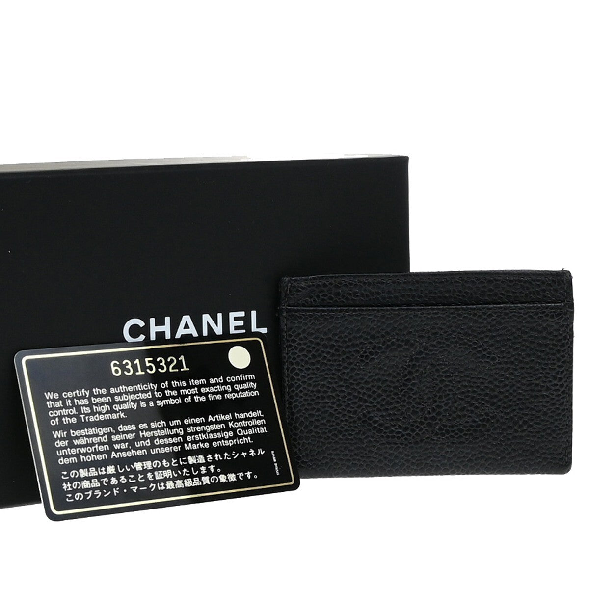 Chanel Logo CC Card case Grained  Leather, BLACK, CALFSKIN, Wallets