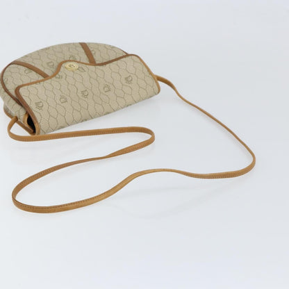 Christian Dior Vintage Honeycomb Flap Crossbody Bag Canvas and Leather, BEIGE, CANVAS, Shoulder bag