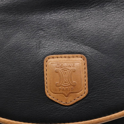 Celine Flap Shoulder Bag Leather, BLACK, LEATHER, Shoulder bag