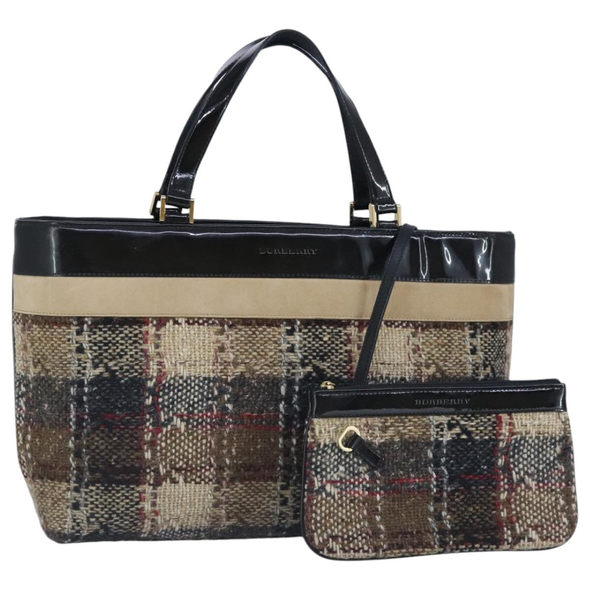 Burberry Vintage tote bag Wool, BEIGE, WOOL, Tote bag