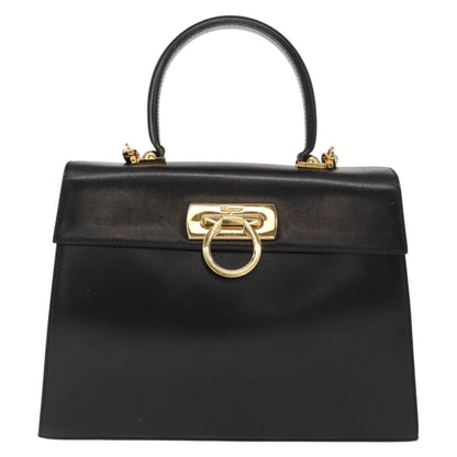 Salvatore Ferragamo Convertible Top Handle Bag Leather, BLACK, LEATHER, Handbag