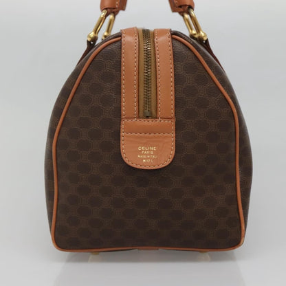 Celine Macadam Handbag Macadam with leather, BROWN, CANVAS, Handbag