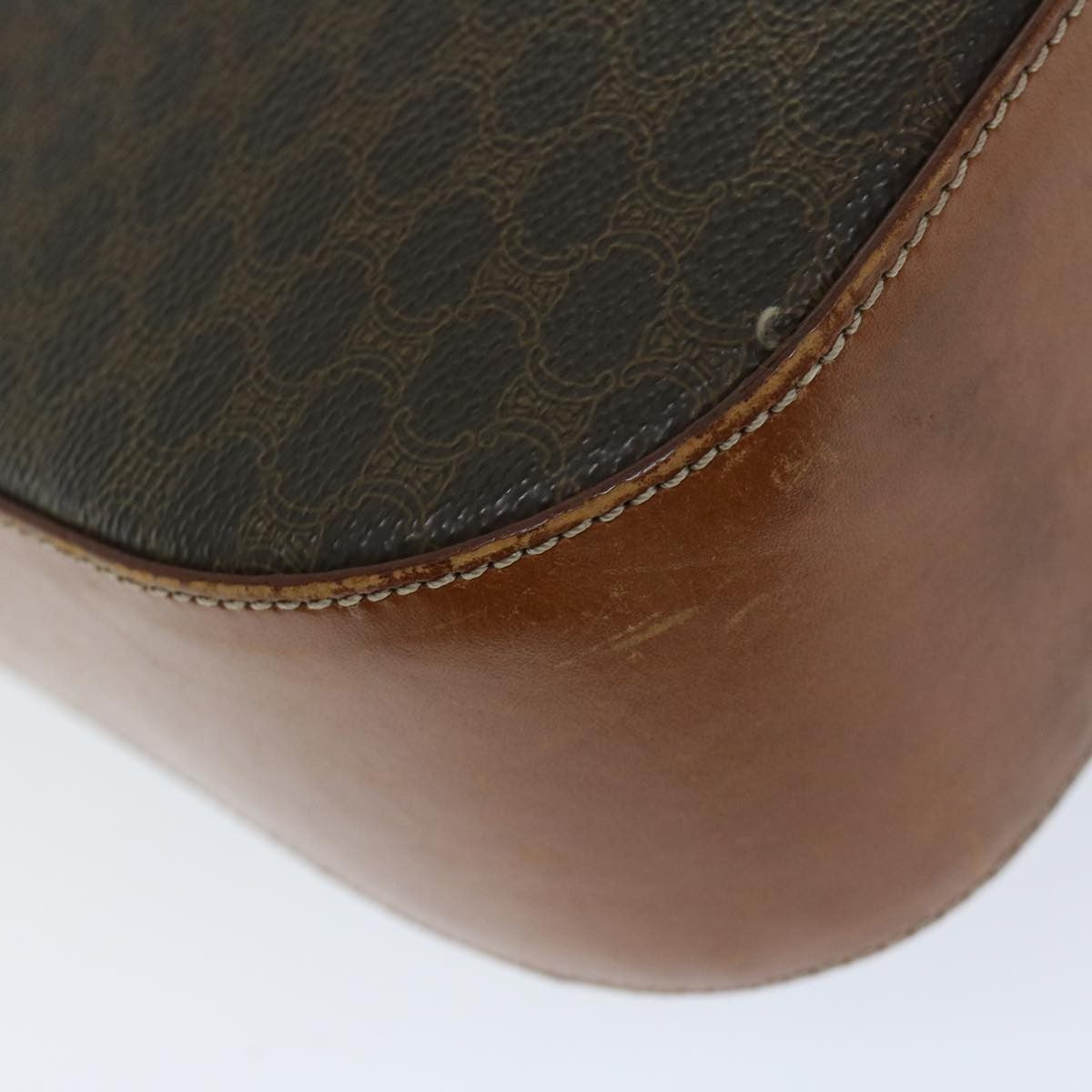 Celine Vintage Convertible Macadam Turnlock Shoulder Bag Canvas and Leather, BROWN, CANVAS, Shoulder bag