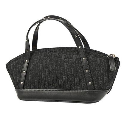 Christian Dior Street Chic Handbag Diorissimo Canvas with Leather, BLACK, CANVAS, Handbag
