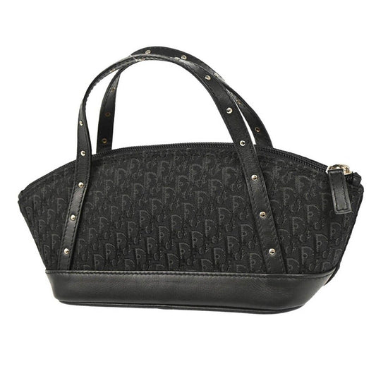 Christian Dior Street Chic Handbag Diorissimo Canvas with Leather, BLACK, CANVAS, Handbag