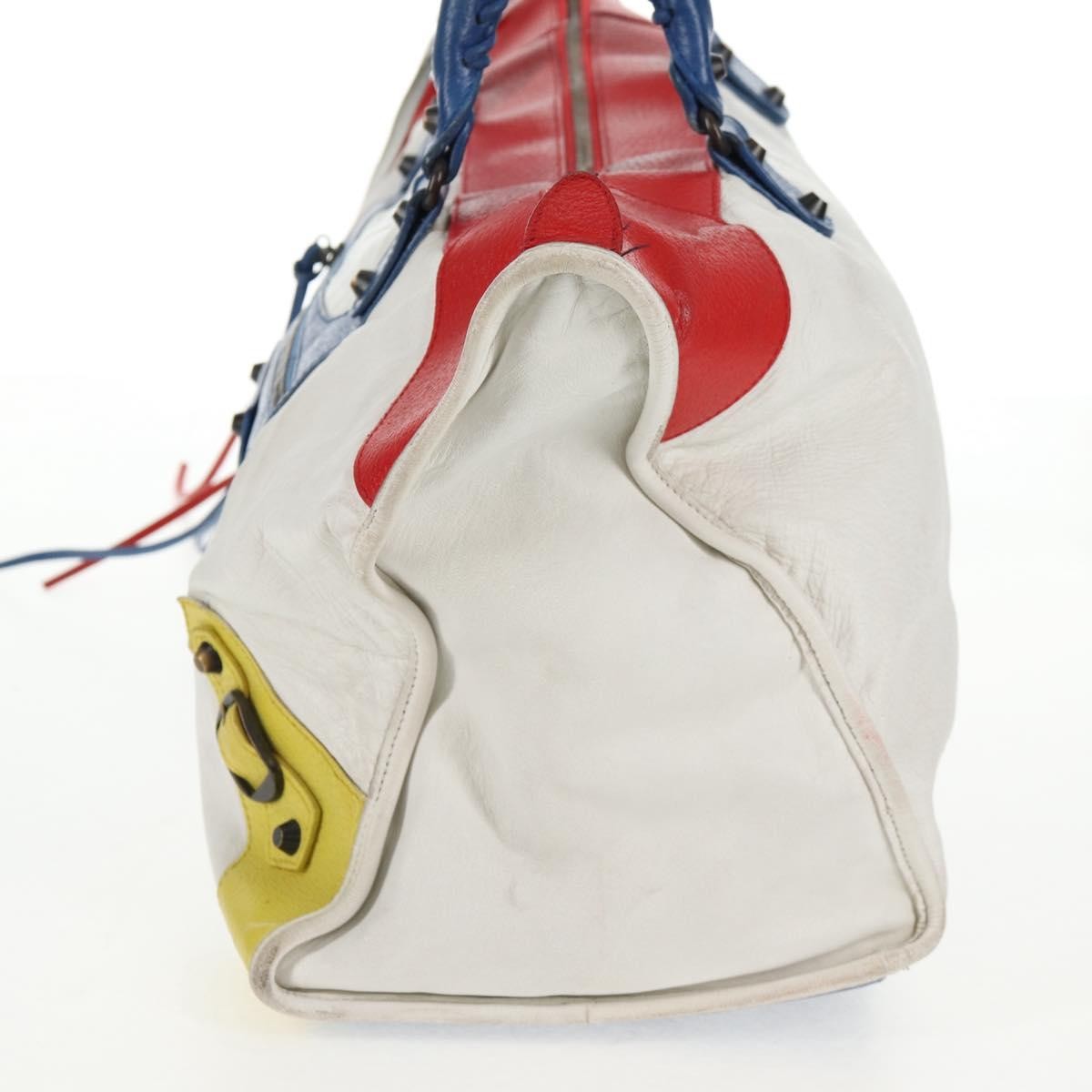 Balenciaga Work Classic Studs Bag Leather, WHITE, LEATHER, Handbag