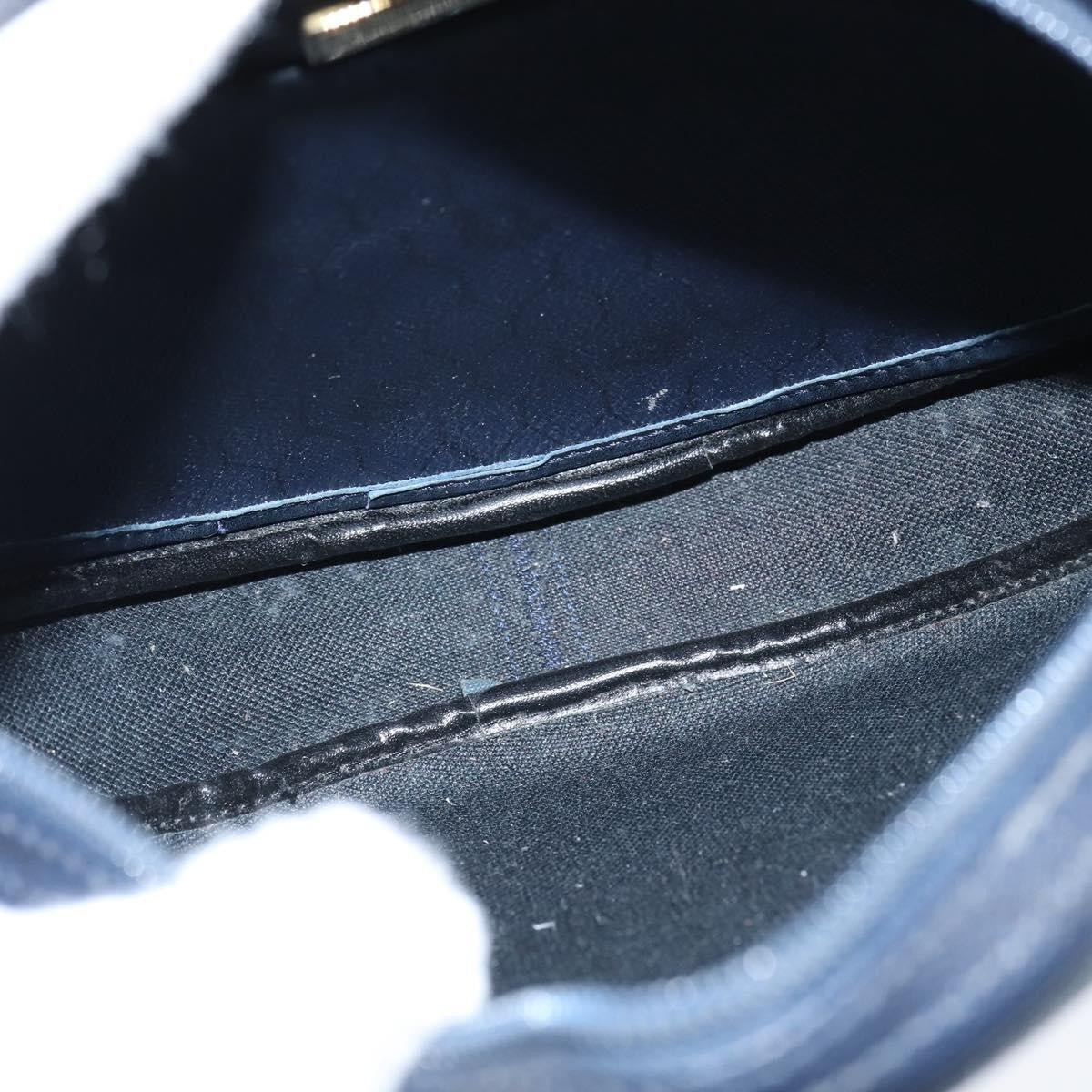 Christian Dior Vintage Honeycomb Shoulder Bag Canvas and Leather, NAVY, PVC, Shoulder bag