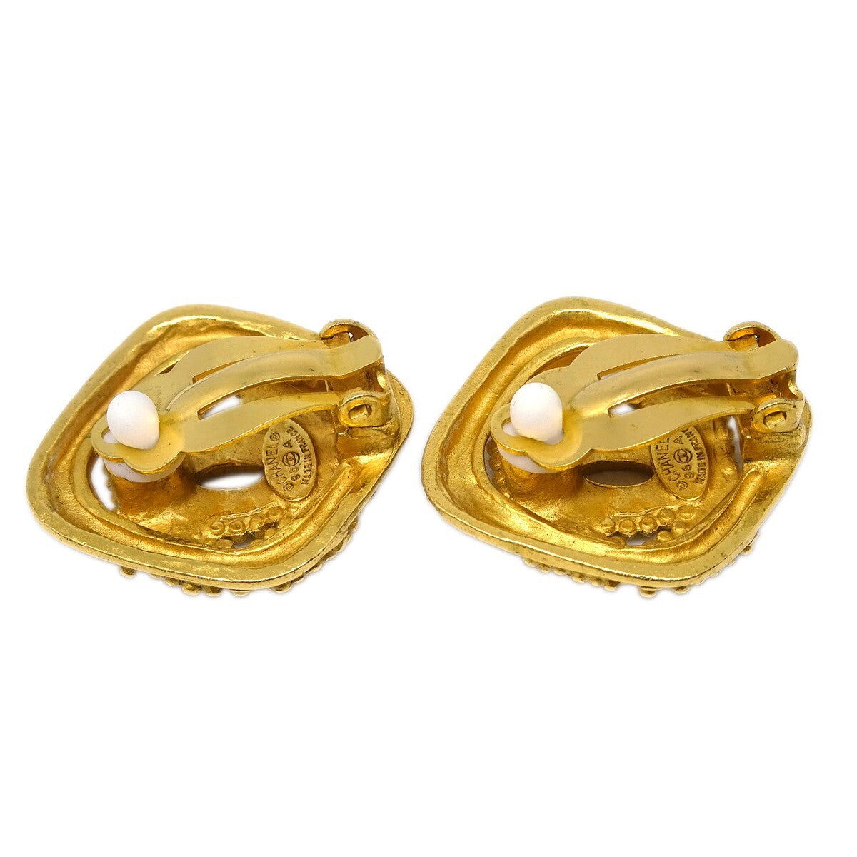Chanel CC Rhombus Clip-On Earrings Metal, GOLD, GOLD_PLATED, Earrings