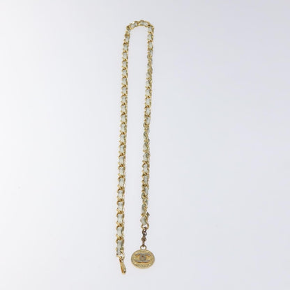 Chanel Vintage Logo Chain Belt Metal and Leather, WHITE, METAL, Belts