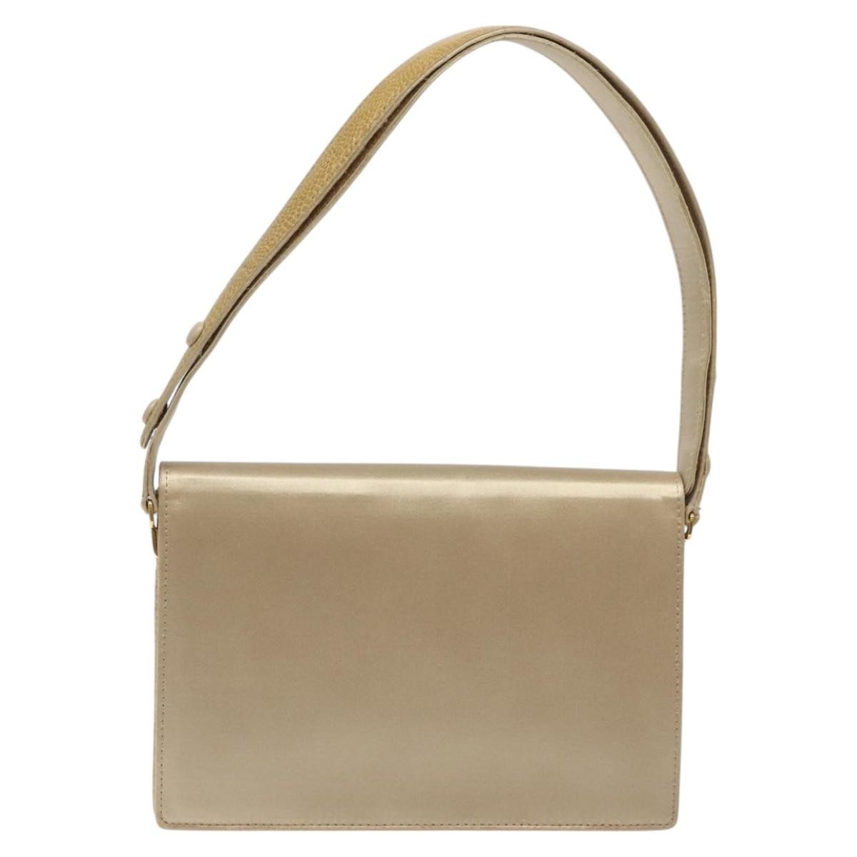 Fendi Square Flap Leather, BEIGE, SATIN, Shoulder bag