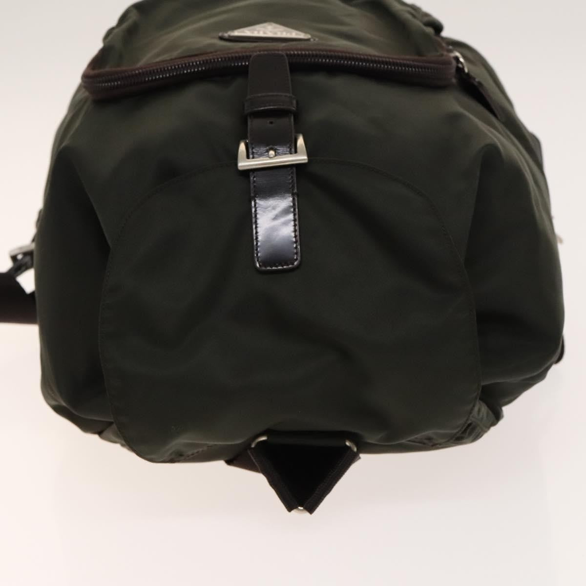 Prada Front Pocket Buckle Backpack Nylon, Khaki, Nylon, Backpack