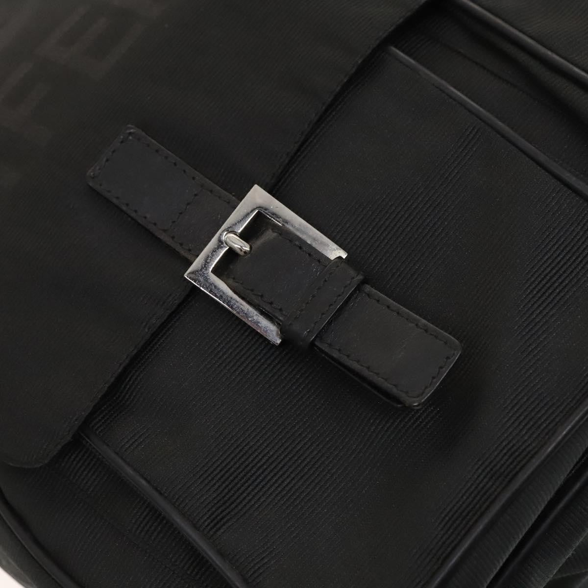 Fendi Vintage Double Buckle Flap Shoulder Bag Nylon, BLACK, NYLON, Shoulder bag