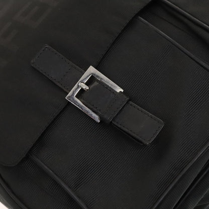 Fendi Vintage Double Buckle Flap Shoulder Bag Nylon, BLACK, NYLON, Shoulder bag