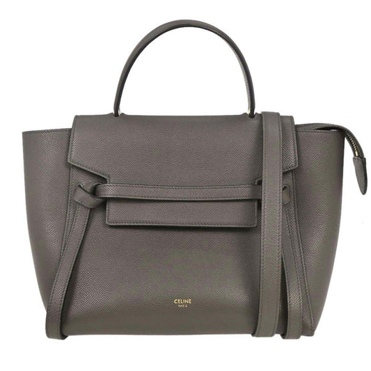 Celine Belt Bag Textured Leather, GRAY, LEATHER, Handbag
