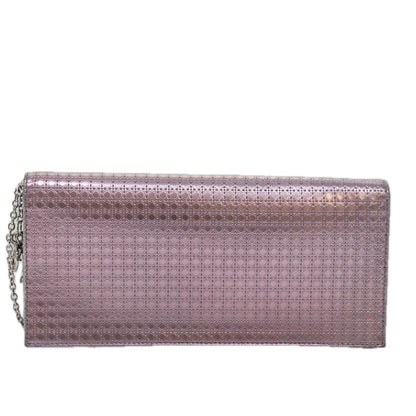 Christian Dior Lady Dior Croisiere Chain Wallet Micro Cannage Metallic Calfskin, PINK, LEATHER, Shoulder bag